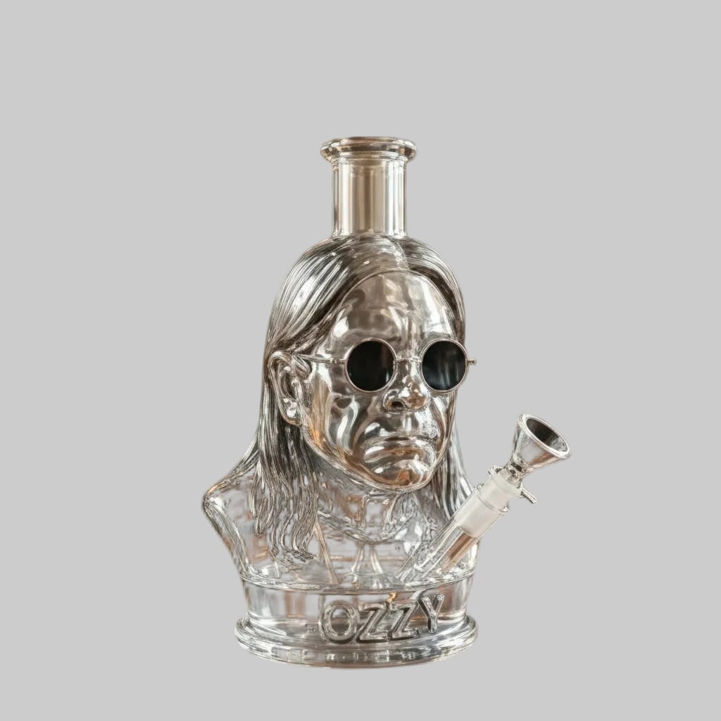 Rock Legend Bust Glass Water Pipe Halloween Decoration | Removable Glass Bowl &amp; Downstem | Borosilicate Glass Centerpiece
