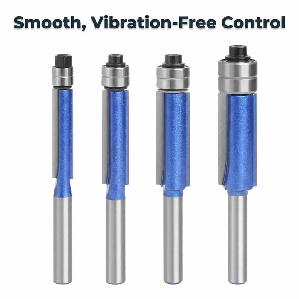 Rotary Deburring Bit Set (Pack of 4) | Dual Bearing Design for Vibration-Free Cuts | Fits 6.35 mm Standard Shank Tools