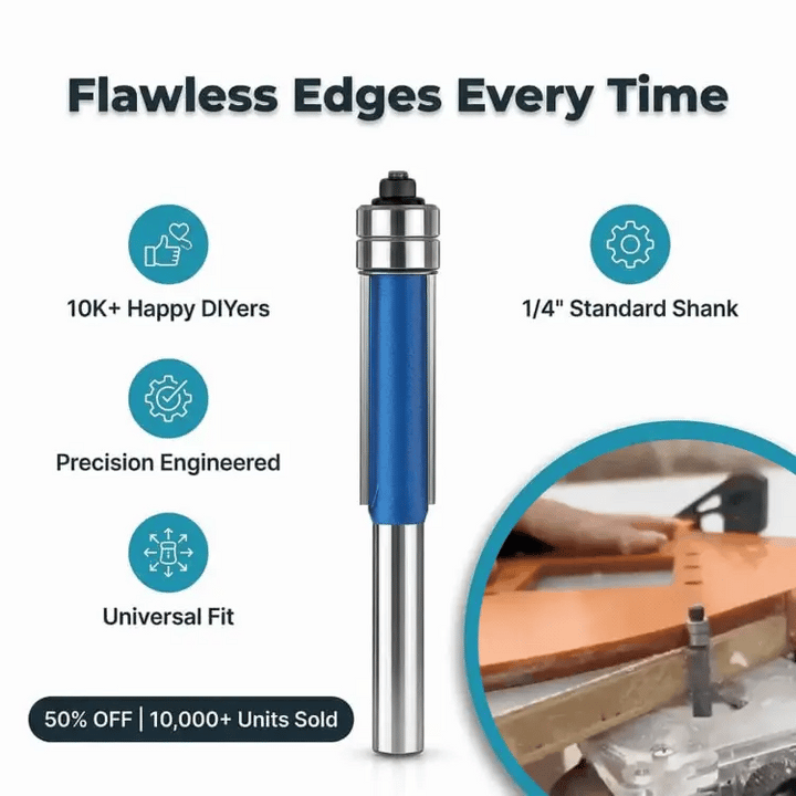 Rotary Deburring Bit Set (Pack of 4) | Dual Bearing Design for Vibration-Free Cuts | Fits 6.35 mm Standard Shank Tools