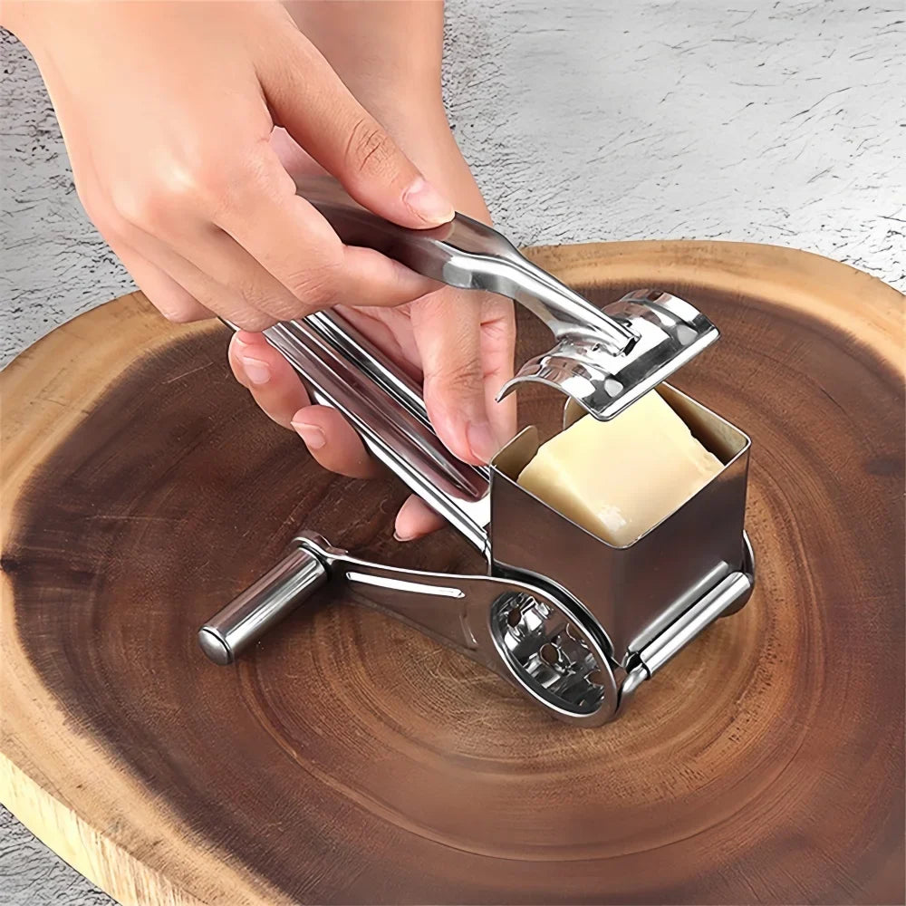 Rotary Grater Stainless Steel 20 cm | Hand Crank Cheese &amp; Vegetable Shredder | Rust-Resistant, No Plastic Parts