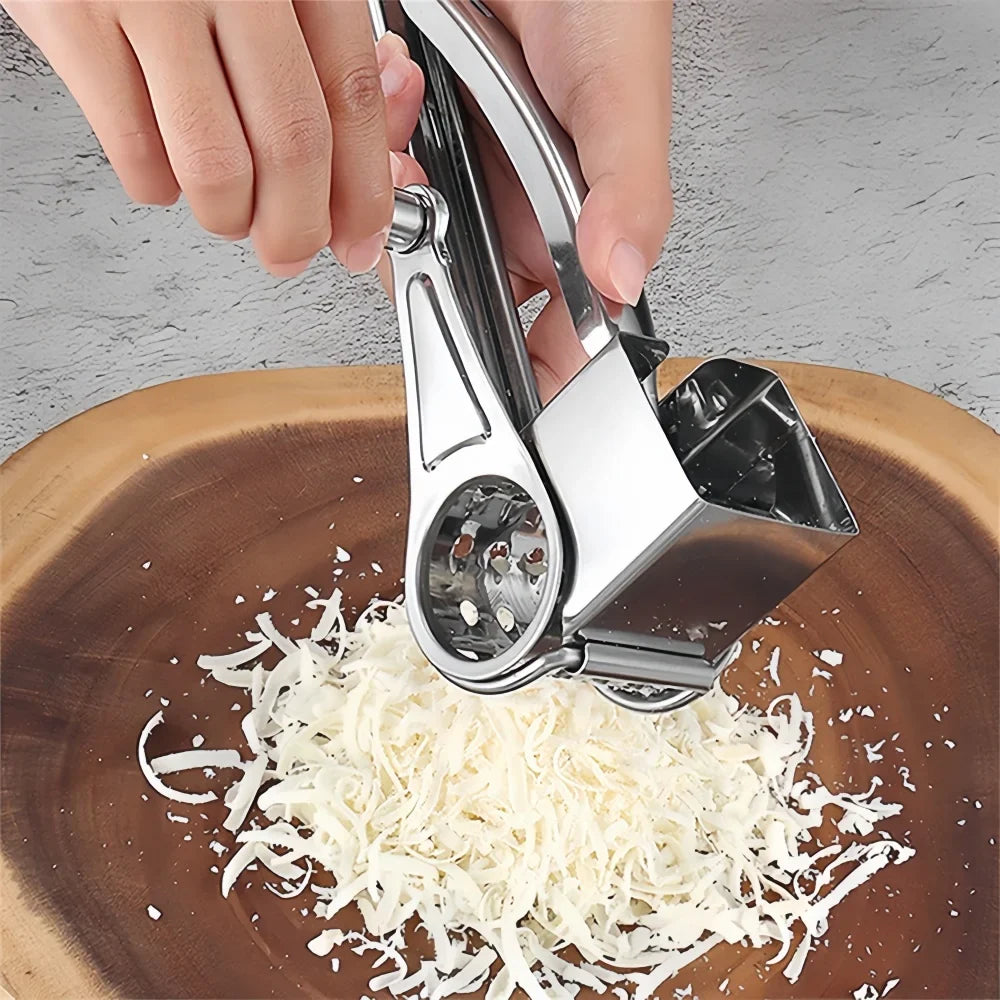 Rotary Grater Stainless Steel 20 cm | Hand Crank Cheese &amp; Vegetable Shredder | Rust-Resistant, No Plastic Parts