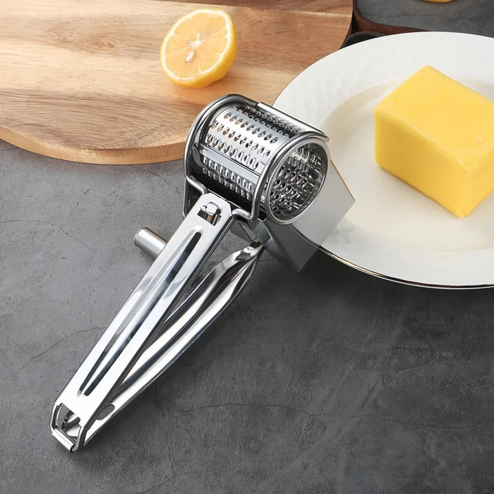 Rotary Grater Stainless Steel 20 cm | Hand Crank Cheese &amp; Vegetable Shredder | Rust-Resistant, No Plastic Parts