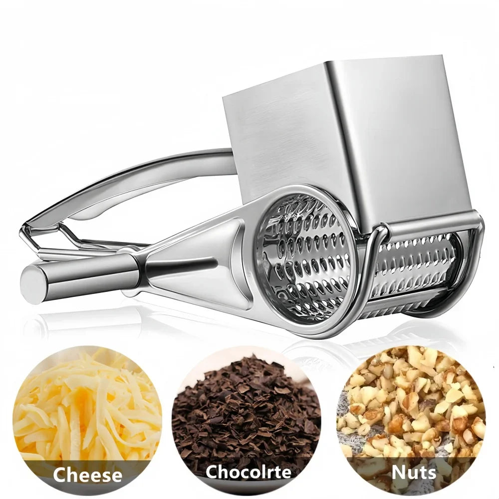 Rotary Grater Stainless Steel 20 cm | Hand Crank Cheese &amp; Vegetable Shredder | Rust-Resistant, No Plastic Parts