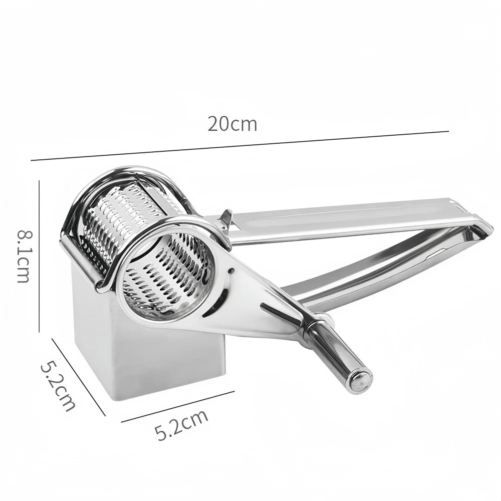 Rotary Grater Stainless Steel 20 cm | Hand Crank Cheese &amp; Vegetable Shredder | Rust-Resistant, No Plastic Parts