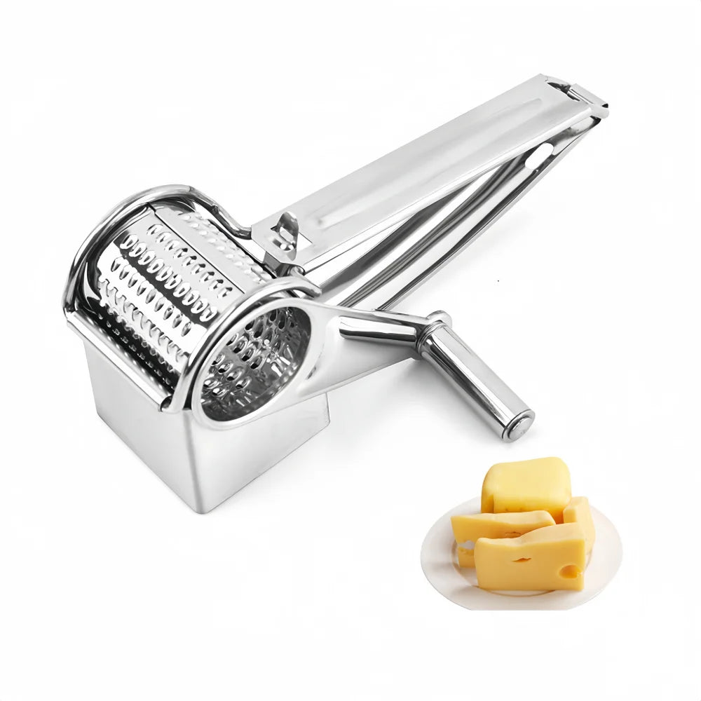 Rotary Grater Stainless Steel 20 cm | Hand Crank Cheese &amp; Vegetable Shredder | Rust-Resistant, No Plastic Parts