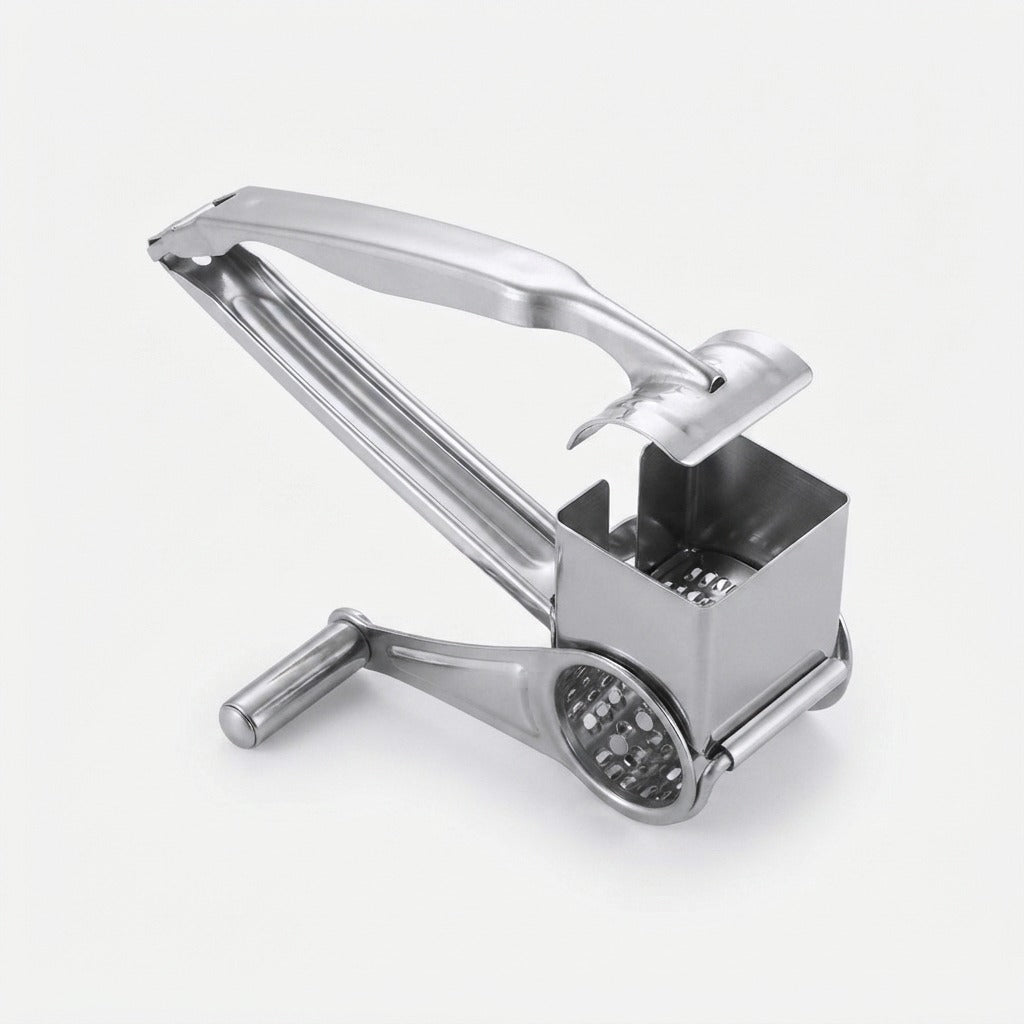 Rotary Grater Stainless Steel 20 cm | Hand Crank Cheese &amp; Vegetable Shredder | Rust-Resistant, No Plastic Parts