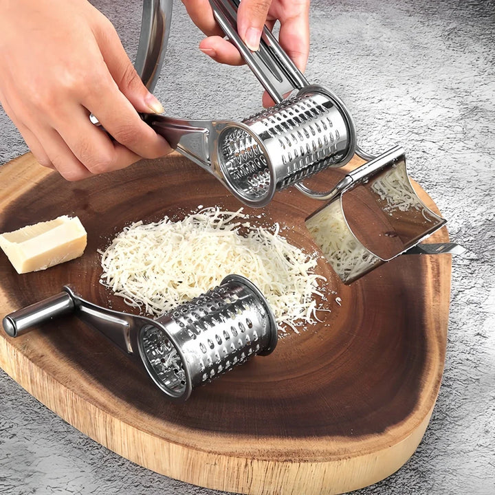 Rotary Grater Stainless Steel 20 cm | Hand Crank Cheese &amp; Vegetable Shredder | Rust-Resistant, No Plastic Parts