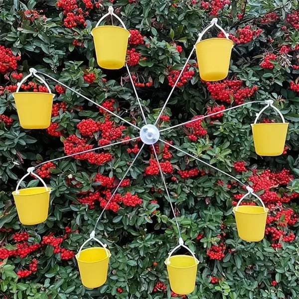 Rotating Bird Feeder Six-Compartment Weatherproof Metal with Mounting Hook