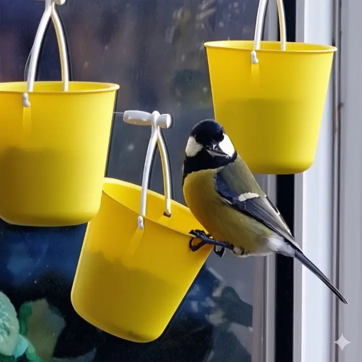 Rotating Bird Feeder Six-Compartment Weatherproof Metal with Mounting Hook