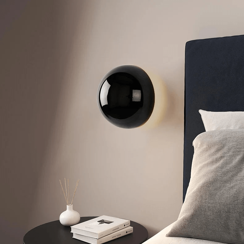 Round Metal Wall Lamp | LED Halo Backlight Effect | Modern Sculptural Design for Hallways, Bedrooms &amp; Living Rooms