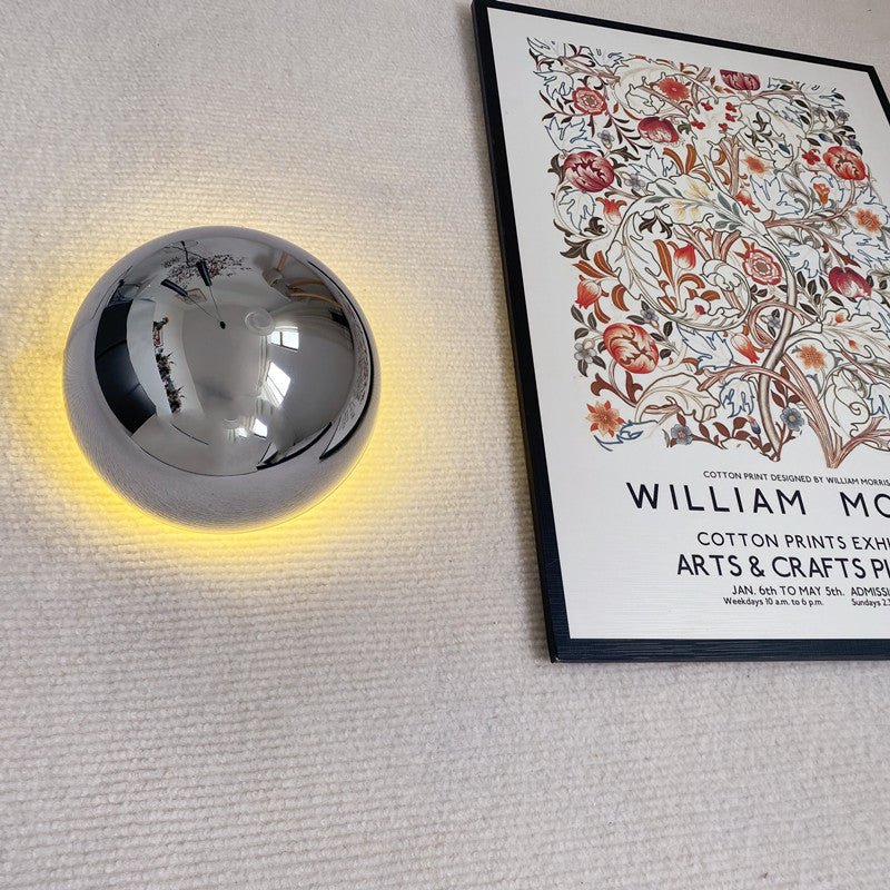 Round Metal Wall Lamp | LED Halo Backlight Effect | Modern Sculptural Design for Hallways, Bedrooms &amp; Living Rooms