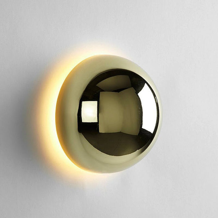 Round Metal Wall Lamp | LED Halo Backlight Effect | Modern Sculptural Design for Hallways, Bedrooms &amp; Living Rooms