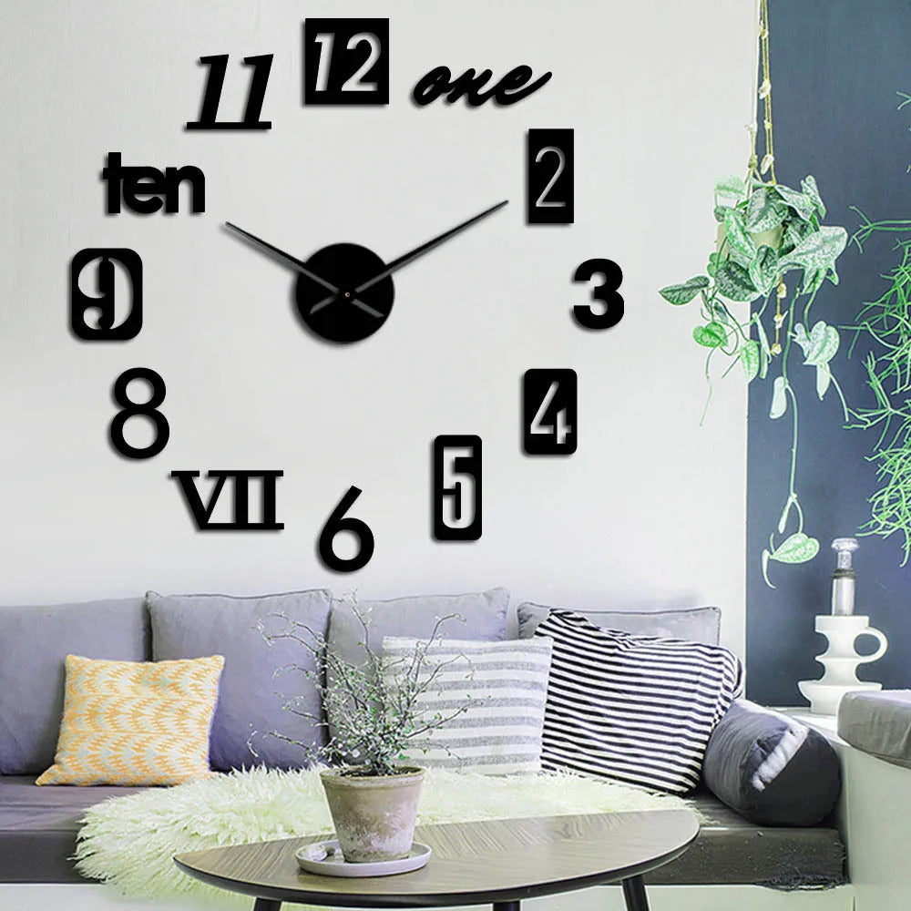 Round Wall Clock 40-130 cm | Black, Silver, Golden or Glowing Numbers | Silent Quartz Movement, Wall Mount Included