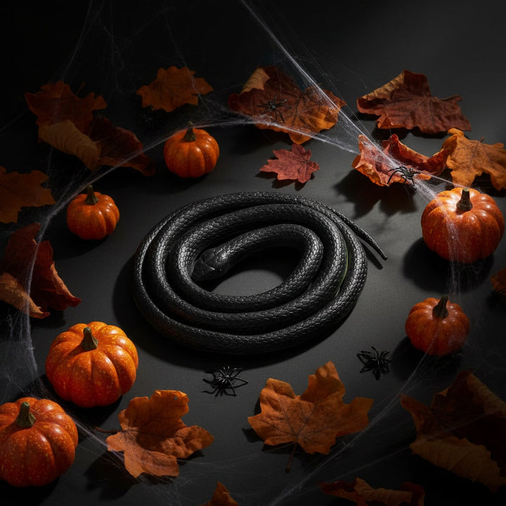 Rubber Snake Prank Toy Halloween Decoration | Poseable Coiled Design with Moulded Head | Flexible Reusable Rubber