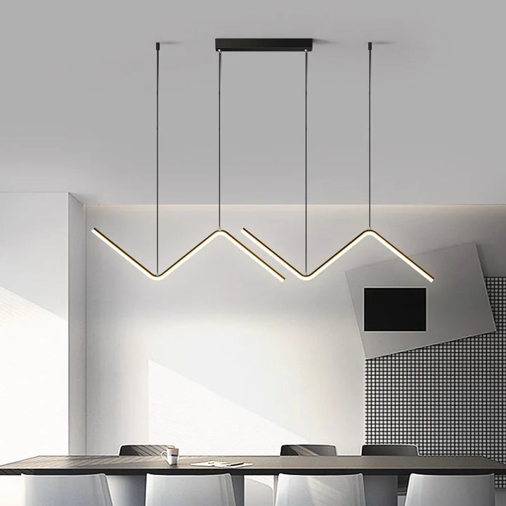 Aluminium Dining Pendant Lamp | Geometric Linear Design with Adjustable Suspension | Energy-Efficient LED Lighting 3