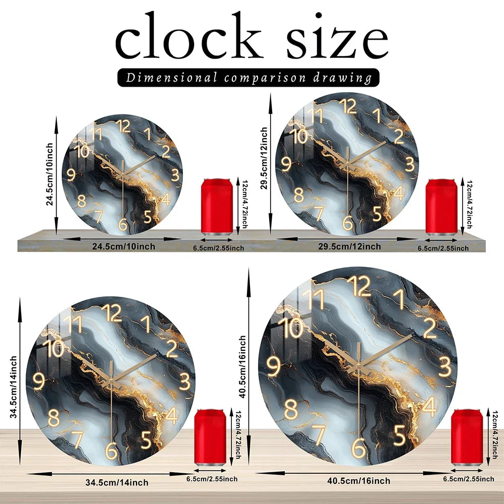 Marble Wall Clock Wood | Silent Quartz Movement &amp; Tempered Mirror Finish | Round Decor for Living Room, Office 5