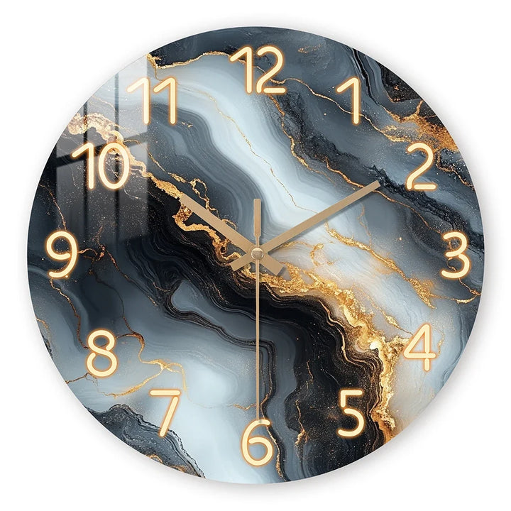 Marble Wall Clock Wood | Silent Quartz Movement &amp; Tempered Mirror Finish | Round Decor for Living Room, Office 3