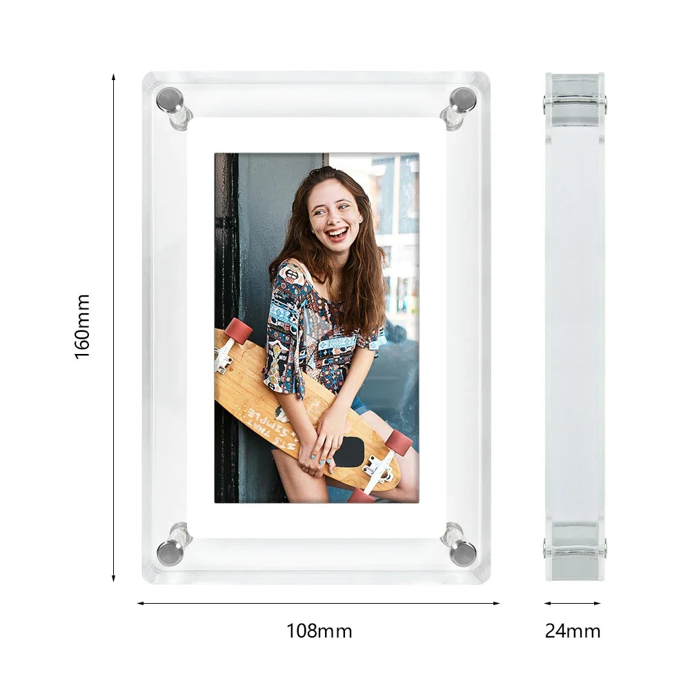 Acrylic Digital Photo Frame | IPS HD Display with 1080P Resolution | Built-in Rechargeable Battery for Portable Use 2