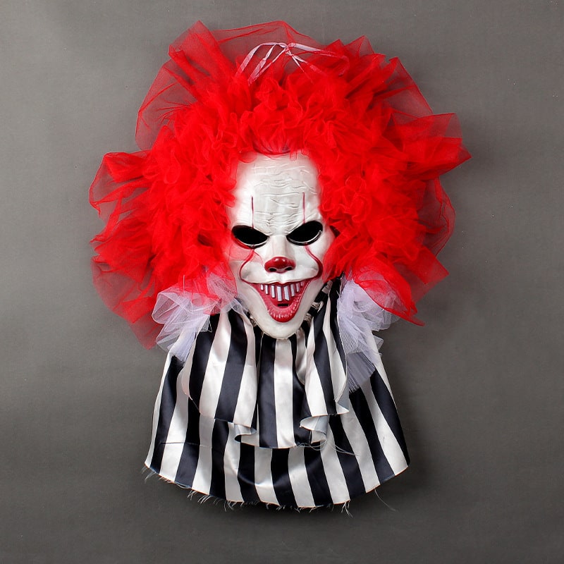Scary Clown Halloween Door Hanger | Weather-Resistant Wreath Decoration | Indoor & Outdoor Front Porch Wall Decor