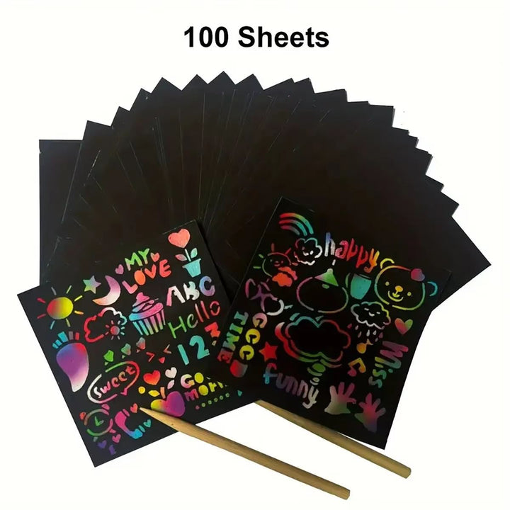 Scratch Art Kit with Note Cards | Colour-Reveal Scratch Painting Cards | Creative Activity for Kids and Adults