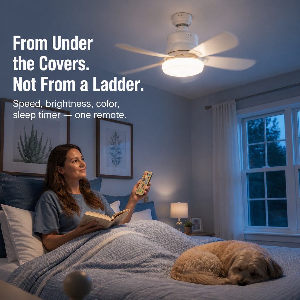 Screw-In Ceiling Fan Light | 3 Fan Speeds, 3 LED Colour Temps | Fits Standard E26/E27 Socket, No Wiring Required