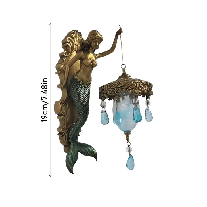Sculptural Wall Light, Resin 20 x 10 cm | Antique Bronze &amp; Turquoise Scale Finish | Battery-Powered LED, Baroque Ornamentation