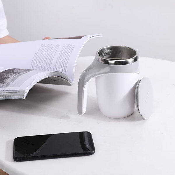 Self-Stirring Magnetic Coffee Mug | Cordless Rechargeable, Up to 60 Uses Per Charge | Mixes Coffee, Milk or Juice Instantly