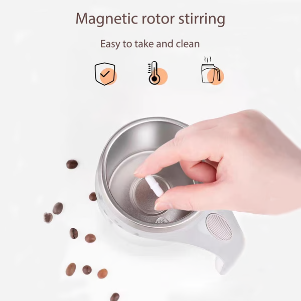 Self-Stirring Magnetic Coffee Mug | Cordless Rechargeable, Up to 60 Uses Per Charge | Mixes Coffee, Milk or Juice Instantly