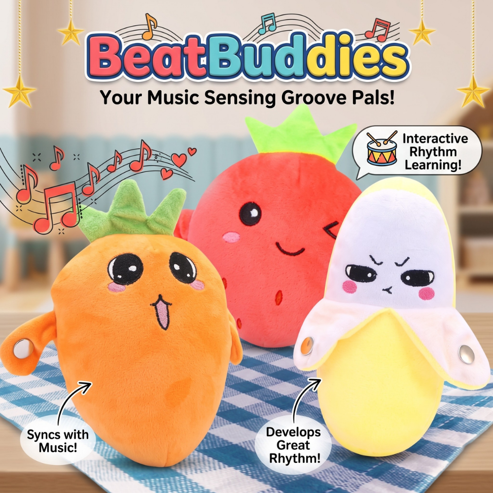 Sensing Rhythm Plush Toy | Moves To Music, Fruit Characters