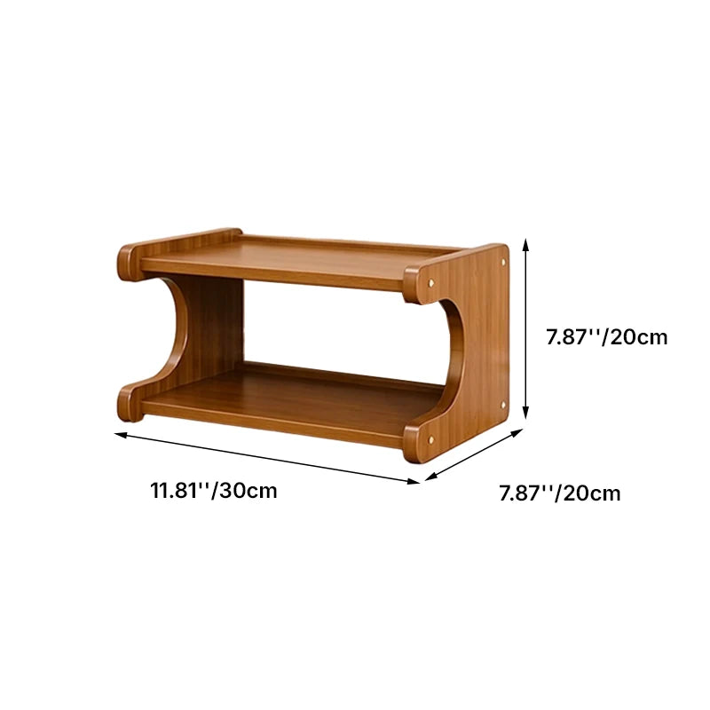 Shoe Rack | Two Open Tiers, Curved Wraparound Sides