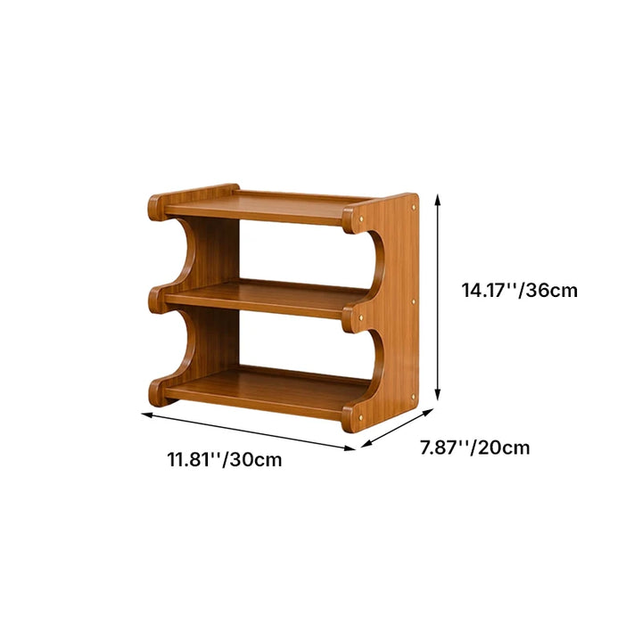 Shoe Rack | Two Open Tiers, Curved Wraparound Sides