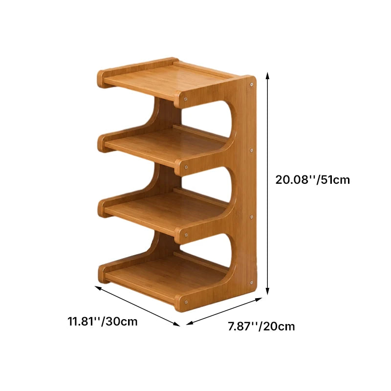 Shoe Rack | Two Open Tiers, Curved Wraparound Sides