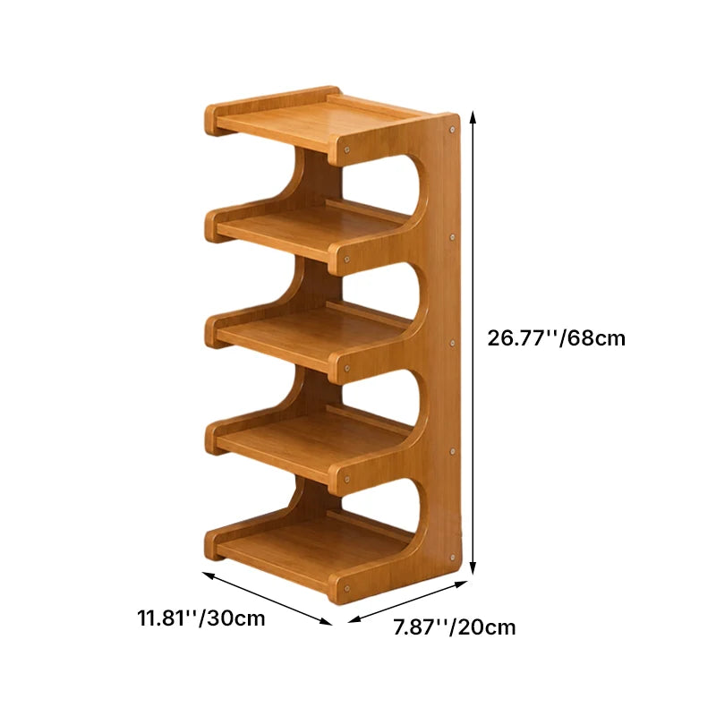 Shoe Rack | Two Open Tiers, Curved Wraparound Sides