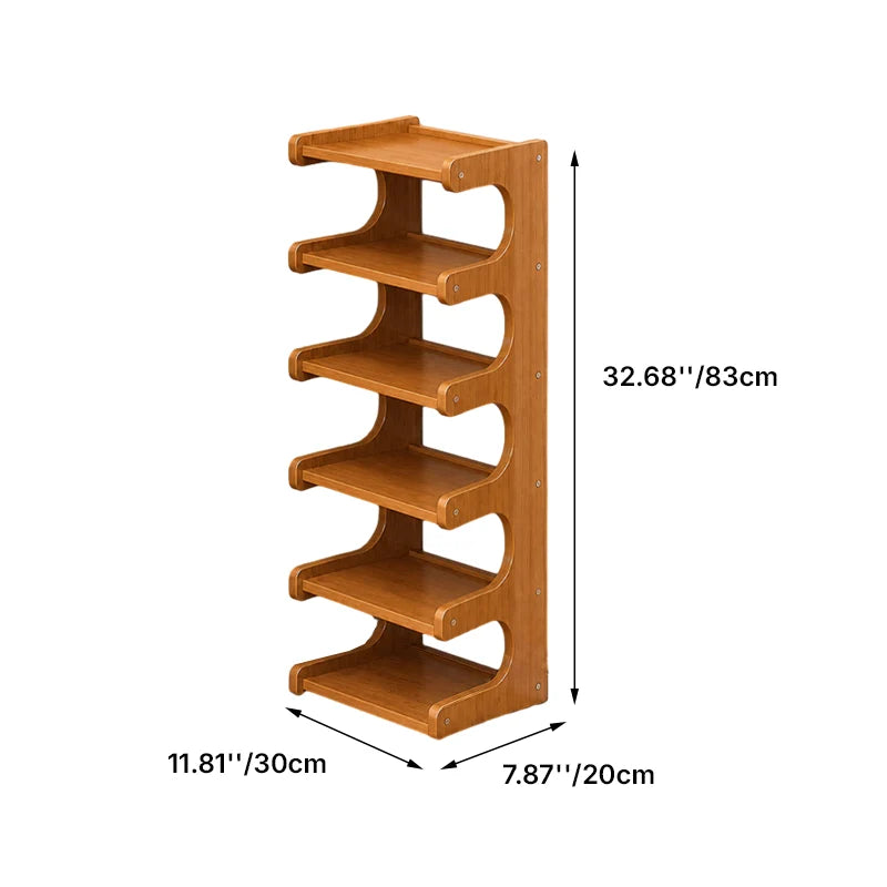 Shoe Rack | Two Open Tiers, Curved Wraparound Sides