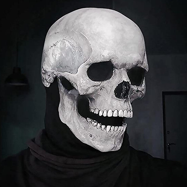 Skull Mask with Moving Jaw for Halloween Costumes | Latex Face Mask with Realistic Detail | Breathable, Non-Slip Fit