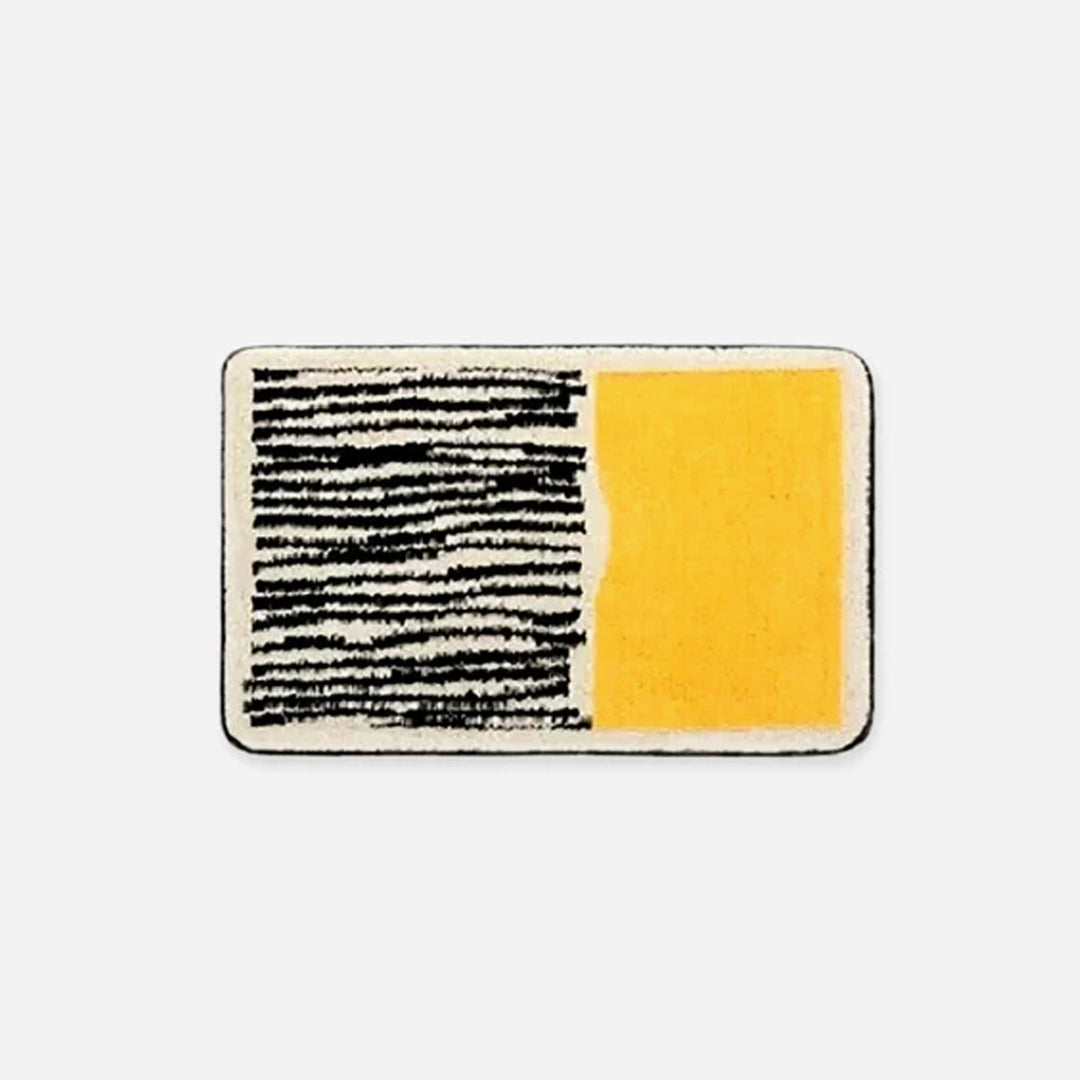 Small Bathroom Rug | Tufted Abstract Bath Mat in Cream and Black for Compact Bathrooms