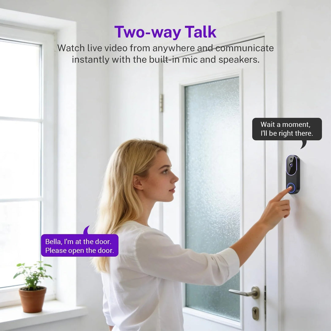 Smart Door Alert Camera | Ring-Lit Button, Plug-In Chime
