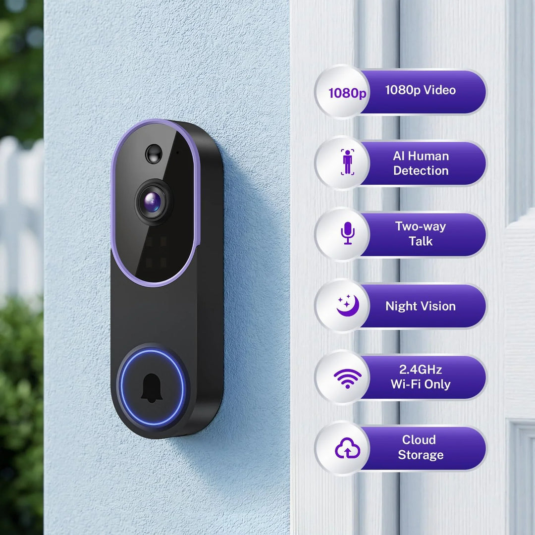 Smart Door Alert Camera | Ring-Lit Button, Plug-In Chime