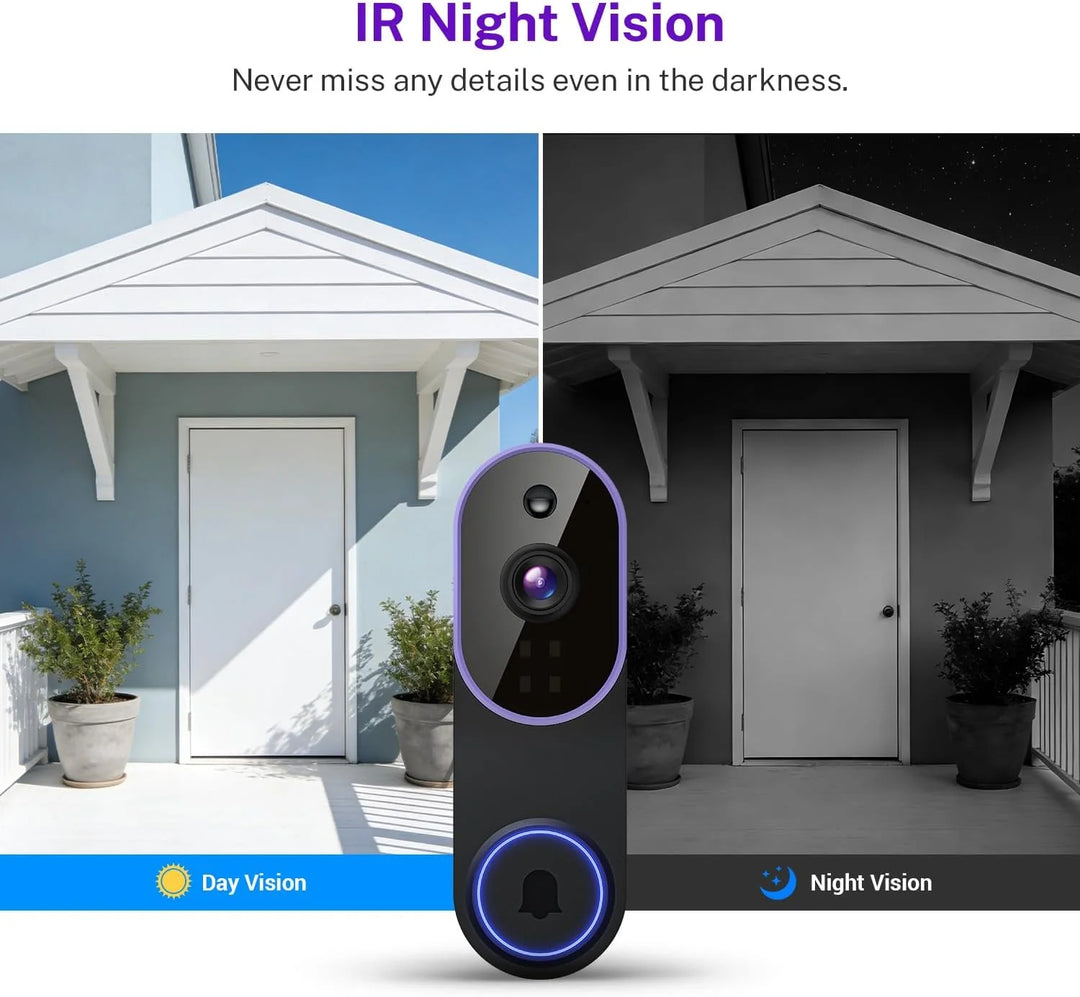 Smart Door Alert Camera | Ring-Lit Button, Plug-In Chime