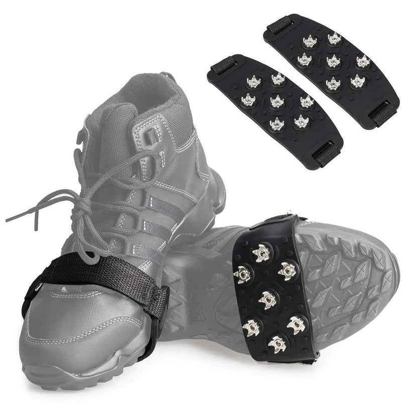 Snow Ice Cleats for Shoes | Adjustable Strap with 7 Steel Crampons | Silica Gel Base for Ice, Snow, Mud and Grass