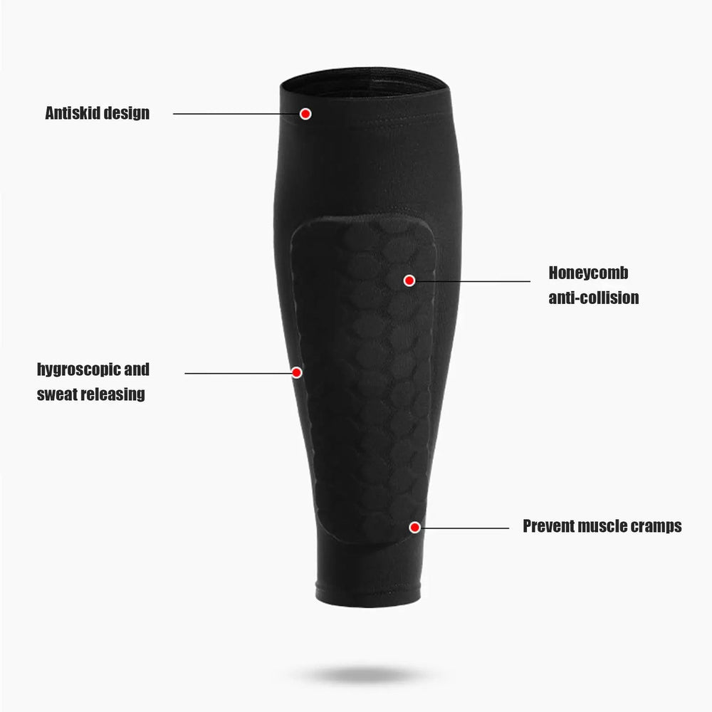 Soccer Shin Guards for Kids, Teens & Adults | Honeycomb Compression Design | Breathable Moisture-Wicking for Sport