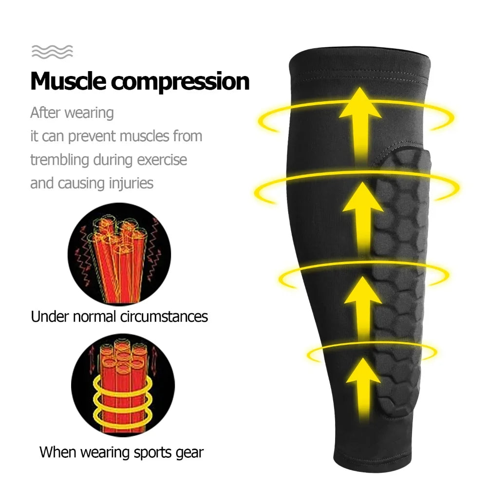 Soccer Shin Guards for Kids, Teens &amp; Adults | Honeycomb Compression Design | Breathable Moisture-Wicking for Sport