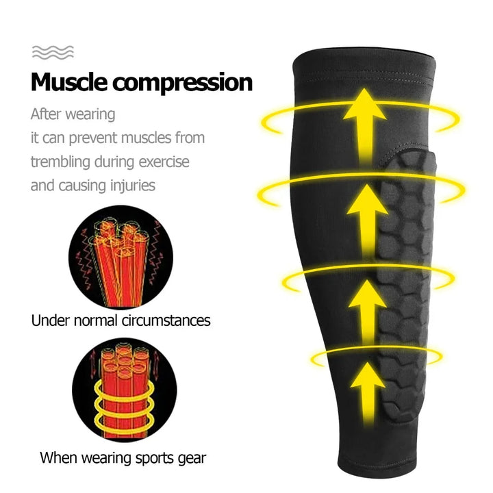 Soccer Shin Guards for Kids, Teens &amp; Adults | Honeycomb Compression Design | Breathable Moisture-Wicking for Sport