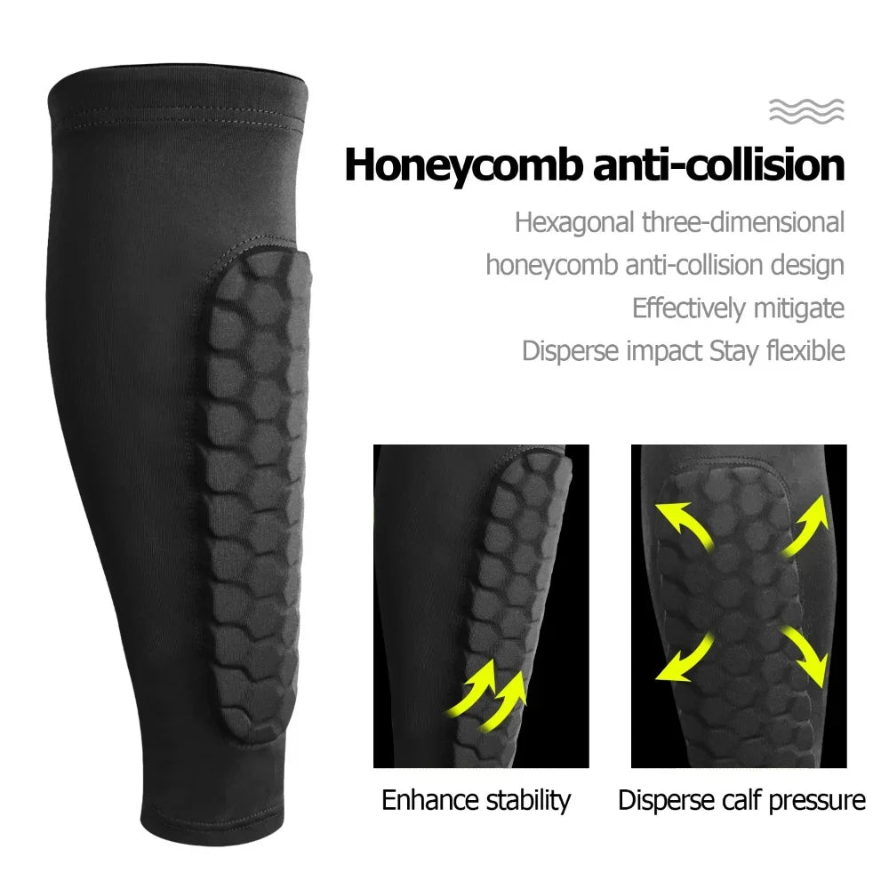 Soccer Shin Guards for Kids, Teens &amp; Adults | Honeycomb Compression Design | Breathable Moisture-Wicking for Sport