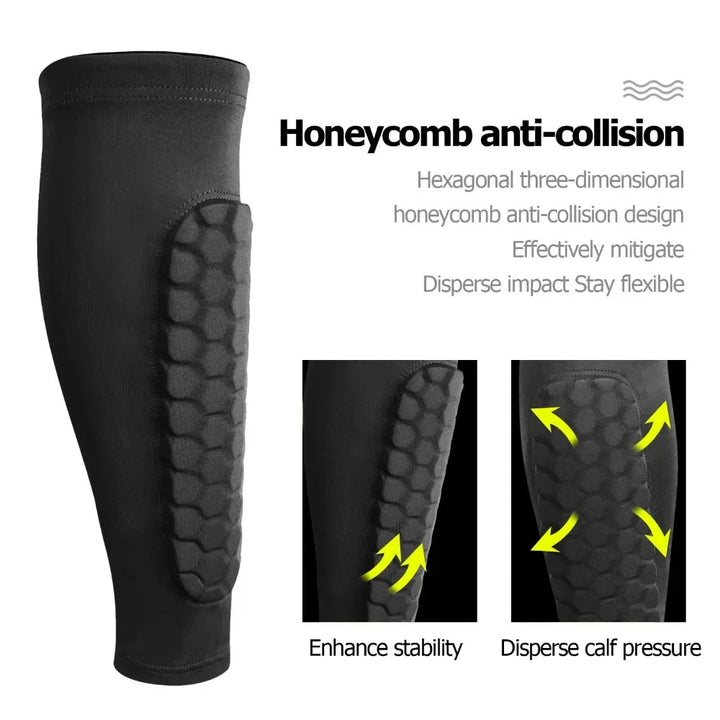 Soccer Shin Guards for Kids, Teens &amp; Adults | Honeycomb Compression Design | Breathable Moisture-Wicking for Sport