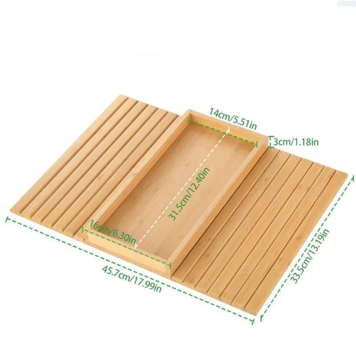Sofa Armrest Tray | Flexible Slatted Bamboo Tray with Raised Lip and Non-Slip Backing