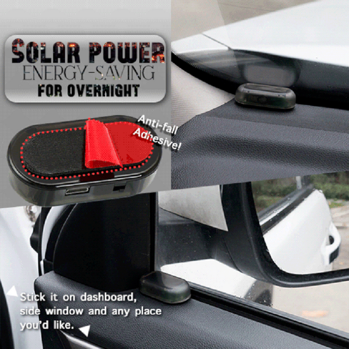 Solar Alarm Light LED Car Anti-Theft Deterrent Adhesive with 5-Second Flash