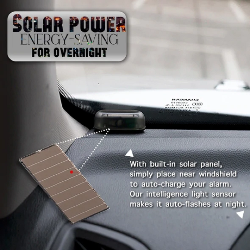 Solar Alarm Light LED Car Anti-Theft Deterrent Adhesive with 5-Second Flash