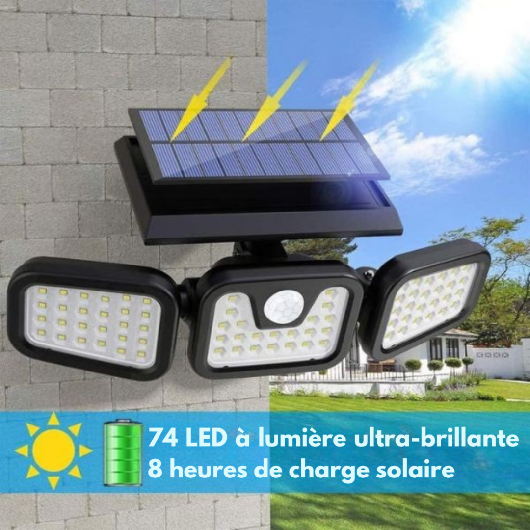 Solar Motion Sensor Wall Light | Wide-Angle LED Beam, Automatic Night Activation | Weatherproof, No Wiring Needed