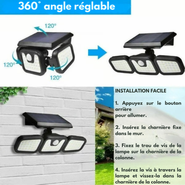 Solar Motion Sensor Wall Light | Wide-Angle LED Beam, Automatic Night Activation | Weatherproof, No Wiring Needed